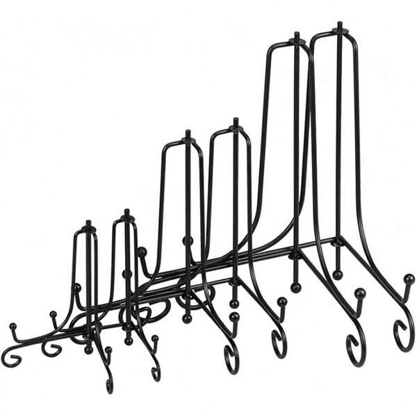 LIONWEI LIONWELI 6 Pack Iron Display Stand,Gold Iron Easel Plate Holder Stand Displaying Pictures, Plates, Books And Arts (4, 6, 8 Inch)