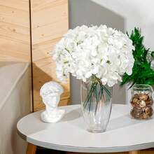 60pcs White Silk Hydrangea Artificial Flowers, Fluffy Faux Hydrangea Flower Heads With Stems, Fake Hydrangeas For DIY Crafts, Table Centerpieces, Wedding Bridal Bouquet, Home Party Arch Garland Decoration - 白色 - 查看 5
