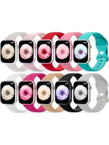 10条防水表带，兼容 38mm、40mm、41mm、42mm、44mm、45mm、46mm、49mm，男女通用；柔软硅胶运动表带，兼容 Series 10、SE、9、8、7、6、5、4、3、Ultra；时尚健身必备礼品套装 - 彩色 - 查看 8