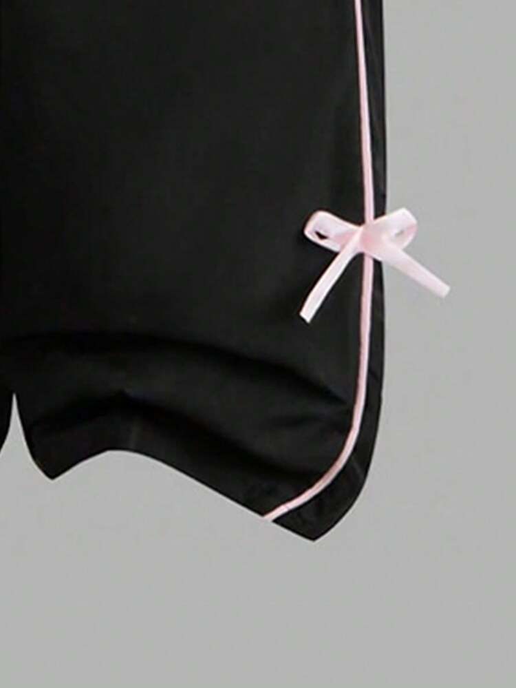 Tween Girls' Letter Print Long Sleeve Top And Bow Decor Casual Pants Set - White - View 6