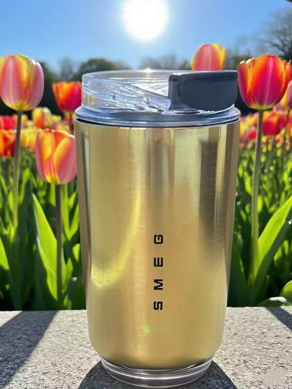 Cute And Compact Beverage Cup Gold And Silver Electroplating 2 Colors Travel Portable Drinking Cup Stainless Steel Vacuum Car Leak Proof Handle Coffee Vacuum Cup Thermal Insulation Cooling Cup