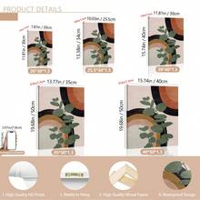 3pcs/Set Abstract Nature Oil Painting Print - Desert And Palm Leaves, Mid-Century Modern Bohemian Decor Suitable For Home Decor, Room Decor, Bedroom Decor, Living Room Decoration, Bathroom Decor, Wall Decor, Optional Wall Art With Frame