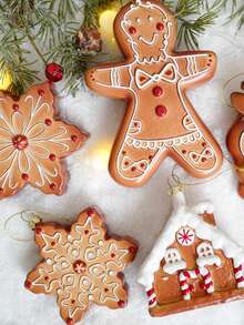 1 pieza Decoración colgante de plástico para el árbol de Navidad con forma de hombre de jengibre, copo de nieve, reno y galleta, adorno navideño para fiesta de Navidad, Halloween, decoración de Halloween