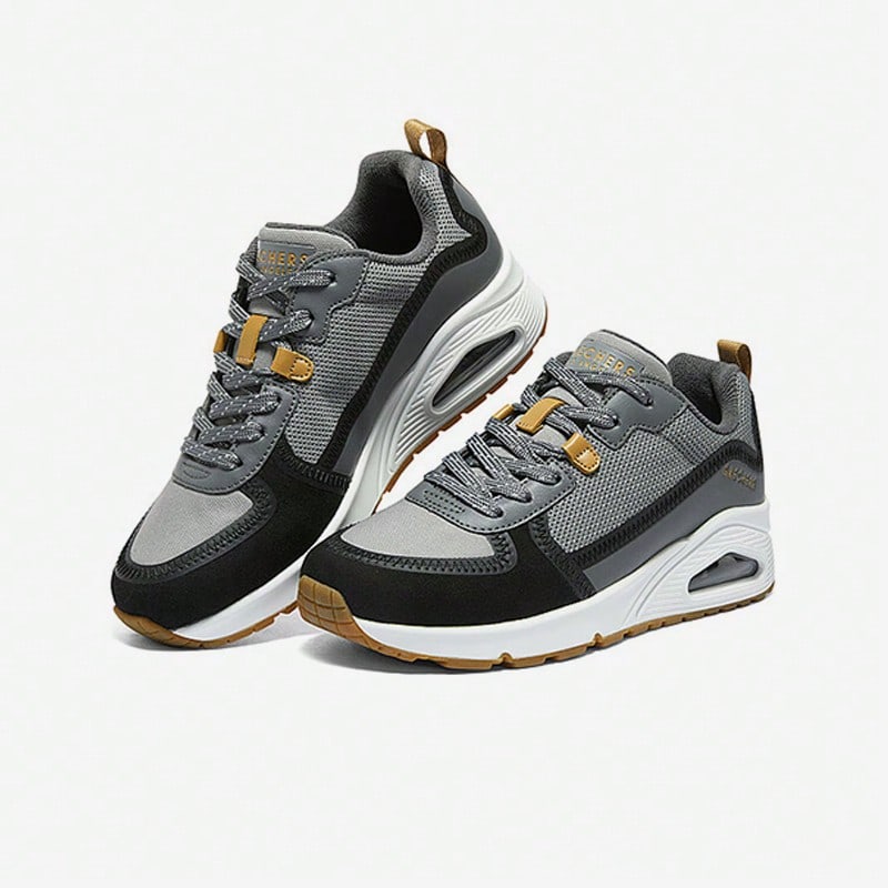 Skechers 女鞋新款一腳蹬緩震健步鞋輕便休閒運動鞋 - 黑色/灰色 - 查看 1