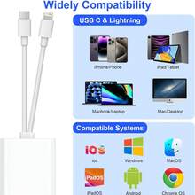 二合一SD卡读卡器USB闪存盘SD存储卡适配器Type-C和Lightning转换器，兼容、iPad、TF卡读卡器 - 白色 - 查看 8