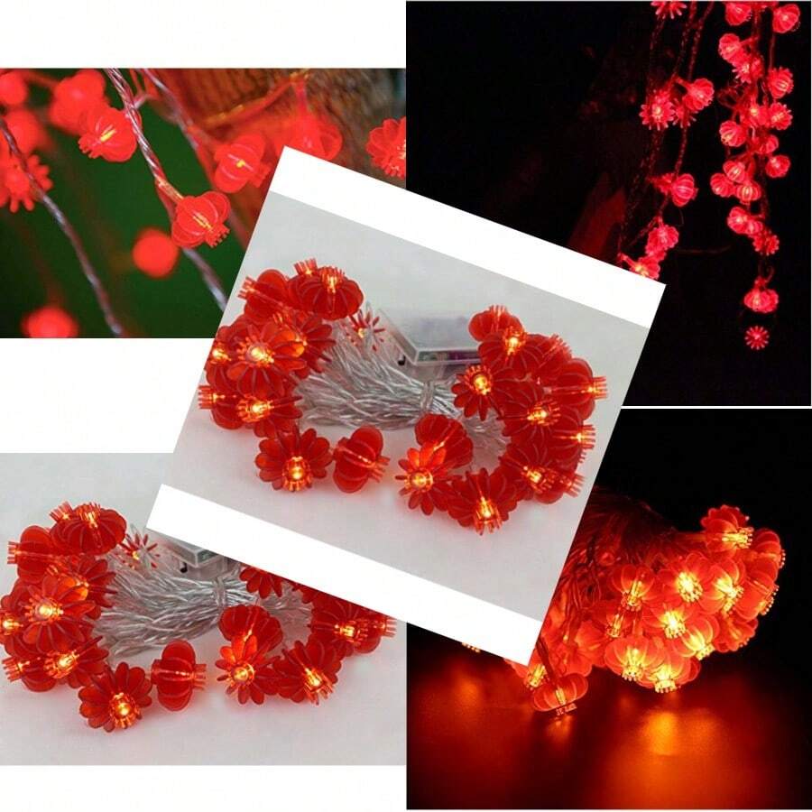 13ft/4M 40 LED Red Lanterns String Lights Battery Operated Fairy String Lights For Wedding Chinese New Year Spring Festival Party Decoration Christmas. - 紅色 - 查看 1