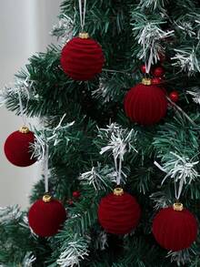 12 piezas/Set Bolas de Navidad de terciopelo burdeos, Adornos de bolas de árbol de Navidad rojas, Bolas de árbol de Navidad con efecto aterciopelado irrompibles, Decoraciones de árbol de Navidad, Suministros para fiestas de Navidad, Decoraciones navideñas para el hogar, Decoración navideña, Bolas de Navidad, Decoraciones de árbol de Navidad, Adornos navideños, Decoración del hogar, Decoración de habitación, Decoración de fiesta de Navidad, Decoración de Año Nuevo 2026 - Burdeos - Ver 5