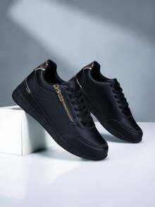 Women's Black & Gold Era Platform Wedge Shoes - Black - View 5