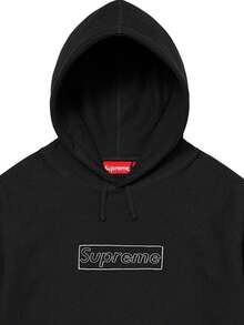 Supreme X K  Chalk Logo Hooded Sweatshirt SS21 (SS21SW39) Men Cotton Winter Autumn Sport Outwear Pullover Long Sleeve Tops Warm Soft Sweatshirts - 黑色 - 查看 2