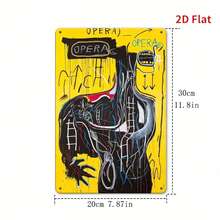Jean-Michel Basquiat Inspired Vintage Abstract Modern Metal Wall Art - Black, Yellow & Red Graffiti Text Frameless A5 Iron Sheet Painting, Rust-Resistant Durable Indoor/Outdoor Decoration For Home, Office, Cafe - Easy Mounting Hardware Included - 20.32*30.48厘米 - 查看 3