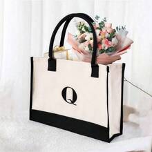 Personalized 26 Letter Tote Bag, Fashionable Canvas Handbag, Birthday Gift Exclusively Designed For Female Mothers, Teachers, Friends, Bridesmaids.
