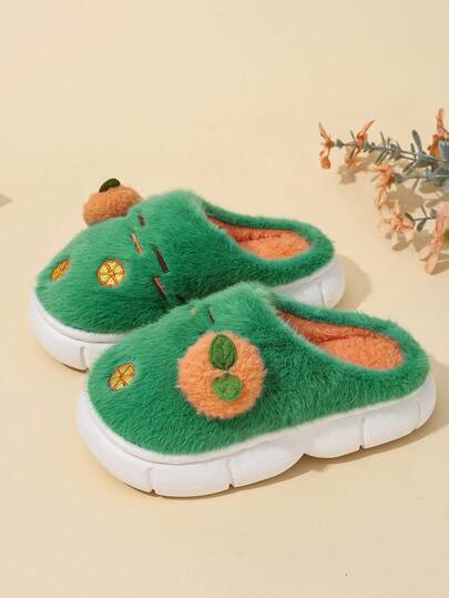 زوج من الأحذية الدافئة للأطفال، أحذية منزلية داخلية مضادة للانزلاق من الفرو للأولاد، جديدة لفصلي الخريف والشتاء