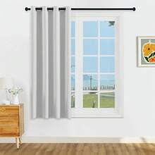 1片/2片装轻薄遮光窗帘，100%遮光，顶部带金属孔眼，适用于客厅/卧室，粉色 - 白色 - 查看 17