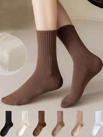 Weiche, lässige Damen Gestreifte Mittellange Röhrensocken, schweißabsorbierend, Sportssocken-Stil, einfarbig, hochwertig