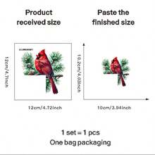 Calcomanía navideña de cardenal y farol para ventana - Pegatina de pared autoadhesiva con campanas, bayas rojas y piñas - Perfecta para decoración del hogar, ventana o pared - Regalo ideal para Navidad, decoración navideña