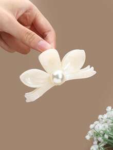 Swim Mod 1/3pcs Vintage Floral Oil Painting Texture Faux Pearl Hair Clips, Chic Hair Claw Suitable For Women & Girls Hair Accessories Fashion Hair Claw Clips Autumn Accessories Fall Hair Clutch Flower Clip Winter For Vacation Outfits Woman - Multicolor - View 19