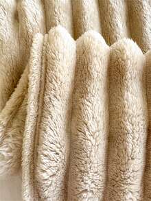 1pc Super Soft Large Striped Plush Blanket, Wide Striped Cutout Faux Fur Blanket, Pink Bedroom Decor Blanket, Milk Plush Halloween Flannel Throw Blanket, Casual Nap Blanket, Office Nap Small Throw Blanket, Suitable For Napping, Christmas, Office, Camping, Sofa - Multifunctional Polyester Bedspread, Perfect Christmas Gift - Khaki - View 7