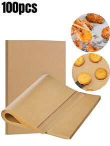 200 piezas Papel absorbente de aceite de alimentos, papel, papel encerado para alimentos fritos/papas fritas, revestimiento de canasta de alimentos papel de hornear precortado, papel de hornear natural antiadherente, apto para horno y parrilla, papel para queso, pasteles, pan 50/100/150/200 piezas