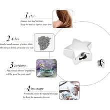 nuevo-2025Imrsanl - Joyería de cremación para cenizas con urna de luna, collar de acero inoxidable, medallón conmemorativo, joyería para colgante de cenizas, kit de relleno - Estrella plateada - Ver 5