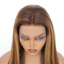 180% Density Ombre Human Hair Blended Wig, Black Roots, 13x4 Lace Front Wig, Wear & Go, Remy Blended Hair, 5x5 Glueless Wig, No Shedding, Durable - Suitable For All Users. The Blended Hair Is Made Of Real Human Frontal Hair Mixed With Synthetic Fiber And Protein Threads. - S4/27 - View 4