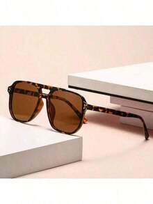 A Pair Of Fashionable Outdoor Glasses, Men's And Women's Dual-Purpose Light-Blocking Glasses, Gradient Color Large-Frame Slimming Glasses, Sunshade And Glasses, Suitable Various Outdoor Activities Such As Beach Travel, Leisure,, Cycling And Fishing - Leopard - 查看 5