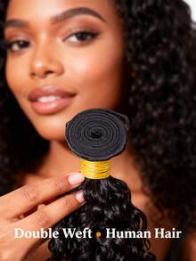 Remy Echthaar Lockiges Haar Bündel #1B Naturschwarz Doppelter Eintrag Anti-Frizz Nicht-Ausfall Für Frauen Weihnachtsgeschenk Silvester Party Perücke Urlaubsperücke Festlicher Stil - SNatural - Übersicht 10