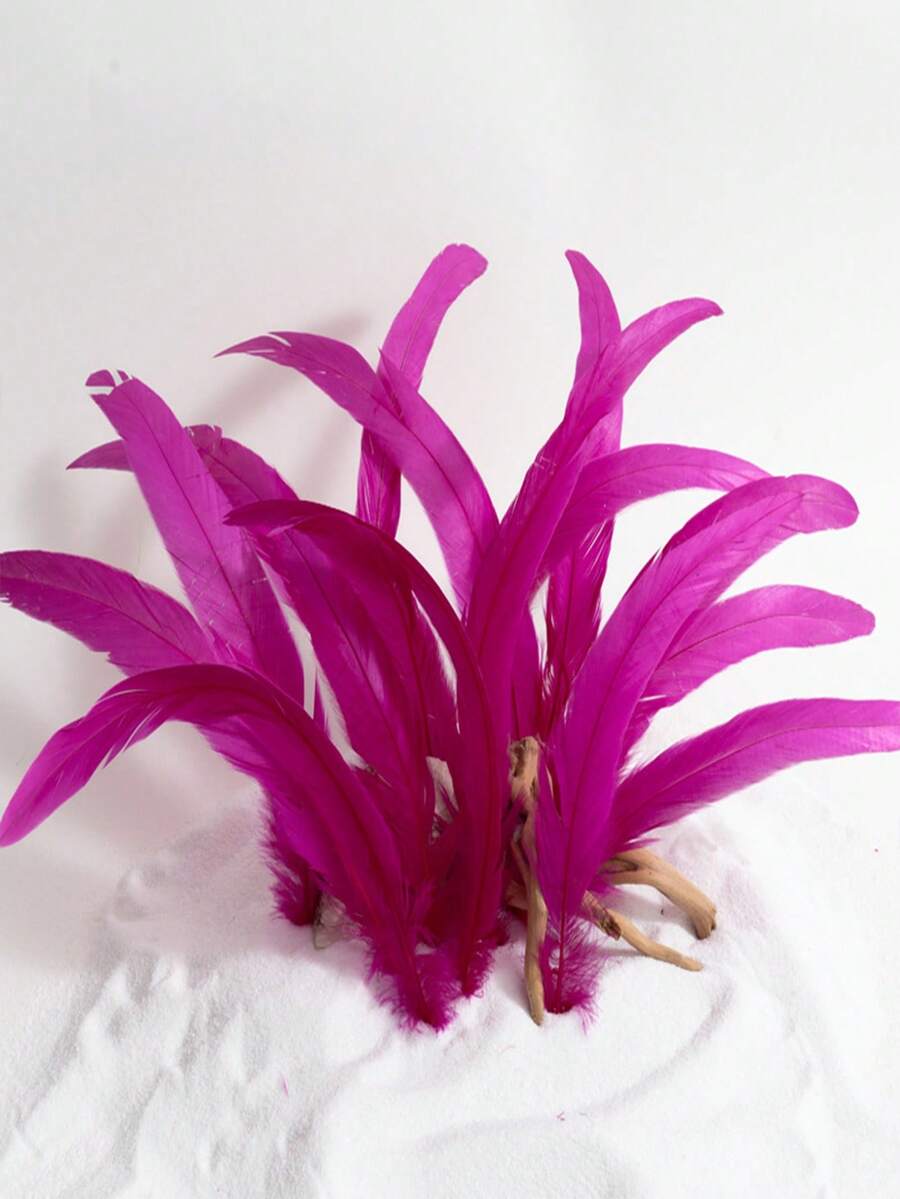 30 Pieces Of 12-14 Inch Bleached And Dyed Rooster Tail Feathers, High-Quality Natural Feathers Suitable For Carnival Costumes, Home Decoration, Bohemian Wedding Decoration, Festival Headdresses And Flower Arrangement DIY Handicrafts Selected Grade Feathers, A Variety Of Colors To Choose From - 玫紅色 - 查看 1