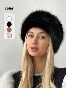 1Pc Women Faux Fur Headband With Elastic Band Ear Warmer Earmuff For Cold Weather