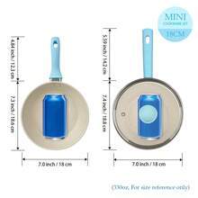 ABKOK 1 pieza/2 piezas Sartén antiadherente y olla a presión de 18 cm - Diseño ahorra espacio para solteros y parejas, se venden individualmente los sartenes y juegos de utensilios de cocina