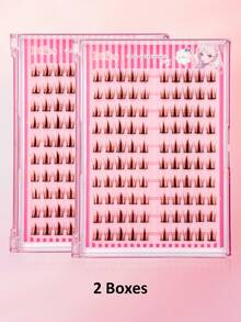 Sibeuna 100/200/300pcs Self-Adhesive Brown Cartoon Eyelashes, Brown Cluster Self-Adhesive False Eyelashes, Natural Soft C-Curl, No Glue Needed, No Makeup Removal Required, Spiky Cartoon Eyelashes - C - 查看 8
