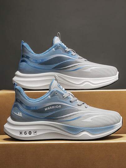  1 Pair WARRIOR Men's Thick Sole Snow Sports Shoes, Lace-Up Soft Bottom Casual Shoes, Low-Top Outdoor Flat Shoes, Suitable For Spring/Autumn Commuting, Hiking, Student Graduation Photos, Round Toe Low Heel Soft Bottom Men Sports Skateboard Shoes