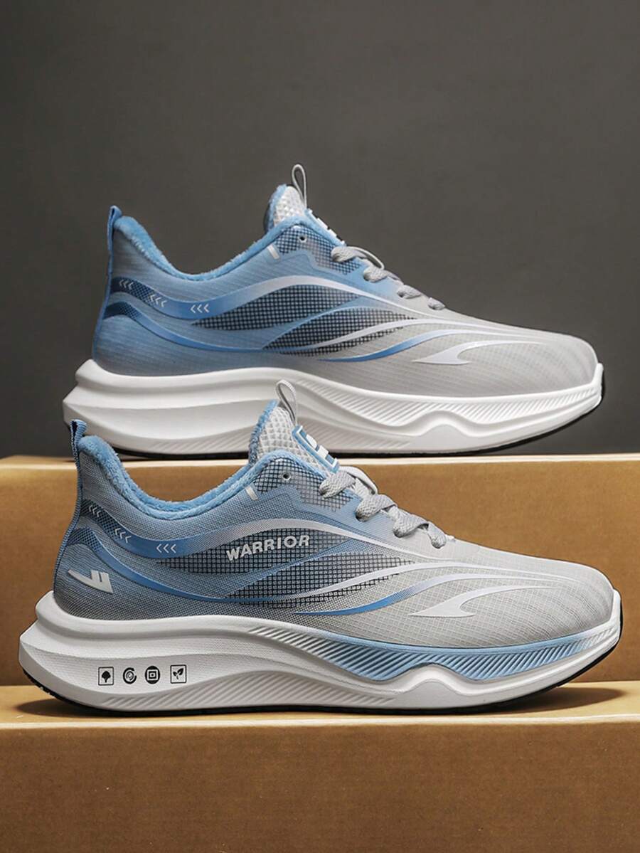 1 Pair WARRIOR Men's Thick Sole Snow Sports Shoes, Lace-Up Soft Bottom Casual Shoes, Low-Top Outdoor Flat Shoes, Suitable For Spring/Autumn Commuting, Hiking, Student Graduation Photos, Round Toe Low Heel Soft Bottom Men Sports Skateboard Shoes