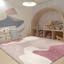 1Pc Elegant Geometric Area Rugs - Non-Slip Backing, Lightweight & Durable Polyester, Machine Washable For Living Room, Bedroom, Office - Pink & Beige Home Decor Rugs, Rugs For Living Room - Kiểu 1 - Xem 4