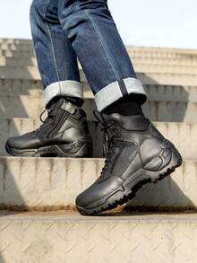 Men's Military Tactical Work Boots Hiking Motorcycle Combat Bootie - Black - View 12