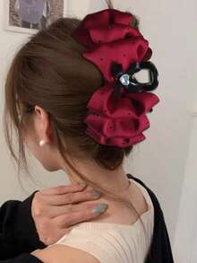 1pc Elegant Ladies' Hair Clip With Heart Shaped Rhinestone, Mesh, Cloud And Bubble Design, Suitable For Daily Use Valentine's Day Valentines Hair Claws Claw Clips Hair Clips Hair Jaw Clip Hair Clamps Hair Clutch Hair Catcher Clip Fall Winter Hair Accessories For Women Bows For Vacation Outfits Woman