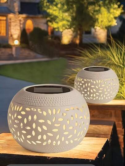 1pc Outdoor Solar Desk Lamp, Metal Tabletop Light, Solar Garden Light, Solar Projection Light, Solar Decorative Lantern, Christmas & Halloween Outdoor Decor Light, Suitable For Office Desk, Bedroom, Patio, Pathway And Yard (White/Black), Solar Lamp, High-Quality Outdoor Garden Solar Light