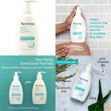 Aveeno Terapia de piel restauradora sin sulfatos para piel sensible, angustiada, seca, limpiador suave con avena, formulado sin parabenos, fragancias y jabones(Crema reparadora) - Tipo 1 - Ver 1