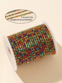 1 卷 2 毫米 6.5# 5 码/10 码超闪亮水钻链，适用于美甲装饰、鞋子/衣服装饰、手机壳/杯子装饰、汽车方向盘装饰、婚纱装饰、以及各种 DIY 装饰链、手工缝纫装饰链、包边装饰链