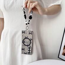 keshengtai 1pc Frosted Butterfly Pattern Magnetic Phone Case And 1pc Bracelet Set Compatible With Samsung Galaxy Z Fold 7 6 5 4 3 5G - Transparent Black - View 4