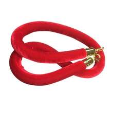 Black Velvet Stanchion Rope Crowd Control Rope Barrier With Gold Color Plated Hooks, 60 - Inch 5 Feet - 5 Foot Red - View 3