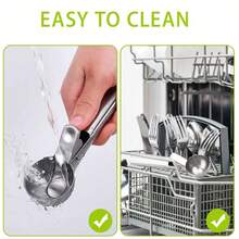 2pcs Stainless Steel Ice Cream Scoop, Perfect For Frozen Yogurt, Multi-Functional Ice Cream Scoop, Stainless Steel Double Use Scoop, Non-Stick Ice Cream Scoop With Comfortable Anti-Frost Handle, Heavy Duty Metal Ice Cream Scoop With Trigger, Sturdy Stuffing Scoop, Home Ice Cream Tools Scoop, Easy To Clean, Suitable For Ice Cream, Cookie Dough, Sorbet, Almond, Ideal For Kitchen, Dessert Shop And Western Restaurant.(Summer Gifts) - 銀色 - 查看 6