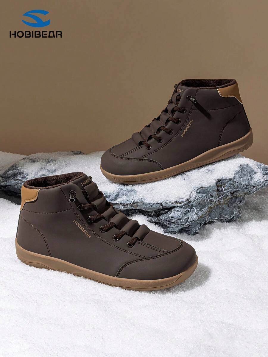 HOBIBEAR 1 Pair Women's Brown Winter Snow Boots, Elegant High-Top Boots, Women's Barefoot Shoes, Ankle Boots, Men's Sports Shoes, Wide Mid-Calf Walking Shoes, Rubber Non-Slip Waterproof, Hiking Shoes - Brown - View 1