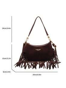 1 pezzo Borsa a spalla in pelle PU tinta unita per donna, borsa a tracolla versatile per pendolarismo, cinghia regolabile