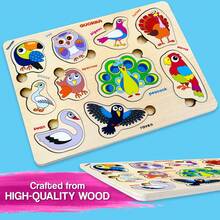 QUOKKA Wooden Puzzles For Toddlers Ages 1-3 –  Educational Wooden Toys For Kids Ages 3-5 - Animal Sea, Bugs And Birds  Learning Toy For Kids - Birds - 查看 4