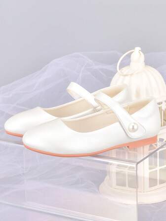 Zapatos planos de princesa para niñas, zapatos blancos de dama de honor para fiestas y actuaciones, a juego con vestidos, zapatos de actuación para niños, zapatos de fiesta de noche para niñas pequeñas, adecuados para damas de honor, Halloween, actuaciones navideñas