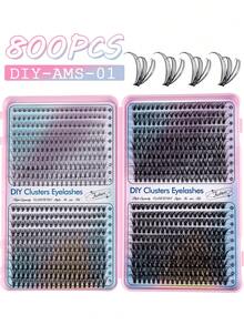 640pcs DIY Single Cluster False Eyelashes, Multi-D Mix High Curl 9-16mm, Soft Reusable Natural Voluminous Eyelash Set, Includes Glue, Sealer And Tweezers, Suitable For Travel, Home, Wedding, Party, Halloween And Holiday Makeup - 黑色 - 查看 13