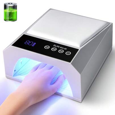 LIMEGIRL 二合一专业UV LED美甲灯，带手托，大面积固化空间，液晶触摸屏，可充电式美甲烘干机，适用于凝胶指甲油，沙龙及家庭使用皆宜，圣诞节及新年礼物，白色