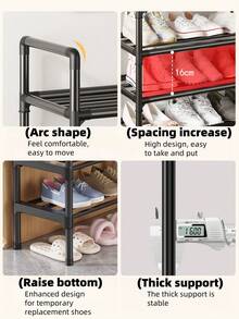 1pc Double-Deck Simple Dust-Proof Shoe Rack, Storage Shelf, Space Saving, Sturdy, Fashionable, Easy To Assemble And Disassemble, Portable, Suitable For Living Room, Bedroom, Entryway, Office, Home, Multi-Layer Storage, Holiday Gift, Valentine's Day Gift, Children's Gift - Multicolor - View 2