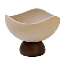 Vintage Ceramic Bowl With Sturdy Wooden Base - Triangular Ceramic Bowl, Reusable Multipurpose Dessert Bowl For Home And Restaurant, Hand Wash Only, Creative Fruit Snack Cup, Novelty Tableware, Textured Surface | Kitchen Decor - Multicolor - View 10