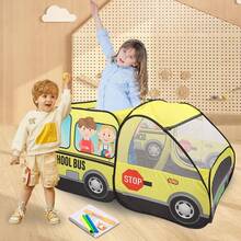 KOUQIYA Tienda de campaña desplegable para Autobús Escolar,Casa de Campaña para Niños Infantil,Carpa Tipi Segura y Fácil De Armar Disponible,Regalos de Navidad,Juguetes para Pascua(Amarillo) - Amarillo - Ver 4